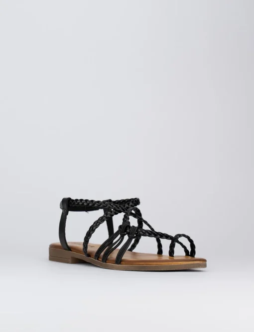 Sandalo tacco 1 cm nero pelle