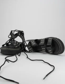 Sandalo tacco 1 cm nero pelle