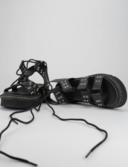 Sandalo tacco 1 cm nero pelle