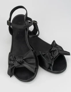 Sandalo tacco 1 cm nero pelle