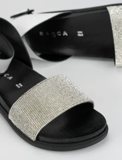 Sandalo tacco 1 cm nero pelle