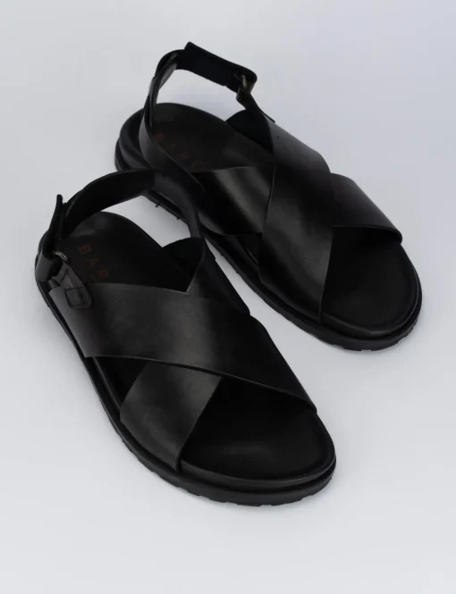 Sandalo tacco 1 cm nero pelle