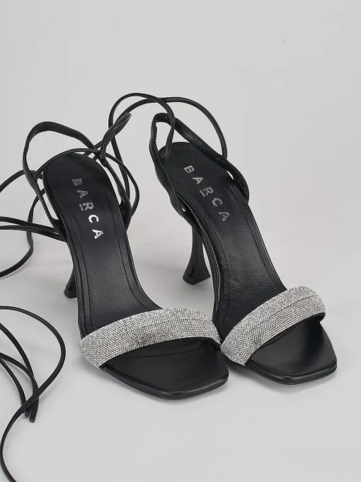 Sandalo tacco 10 cm nero pelle