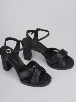 Sandalo tacco 9 cm nero pelle