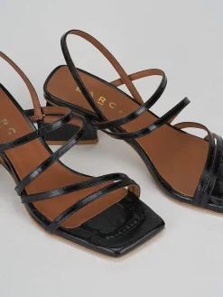 Sandalo tacco 6 cm nero pelle