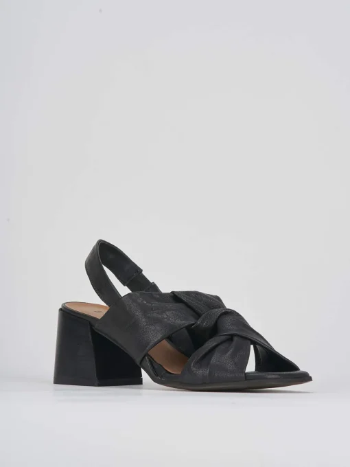 Sandalo tacco 5 cm nero pelle