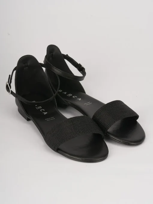 Sandalo tacco 1 cm nero pelle