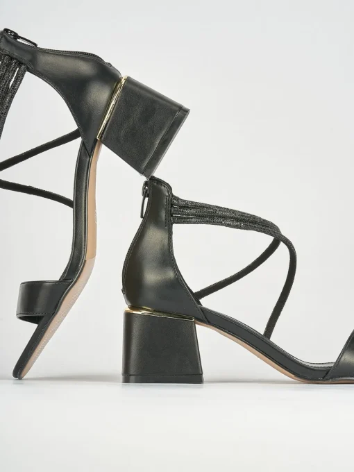 Sandalo tacco 5 cm nero pelle