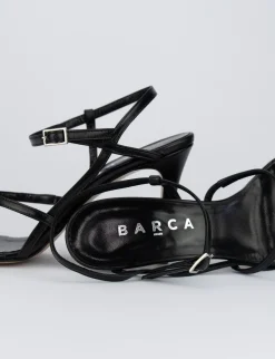 Sandalo tacco 8 cm nero pelle
