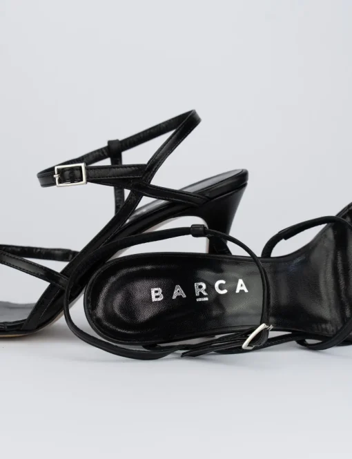 Sandalo tacco 8 cm nero pelle