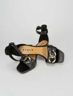 Sandalo tacco 6 cm nero pelle