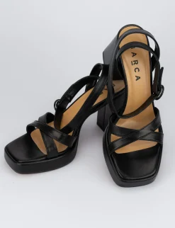 Sandalo tacco 8 cm nero pelle