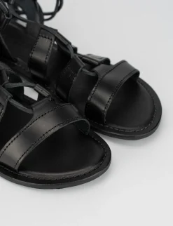 Sandalo tacco 1 cm nero pelle