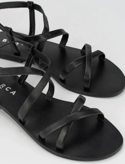 Sandalo tacco 1 cm nero pelle