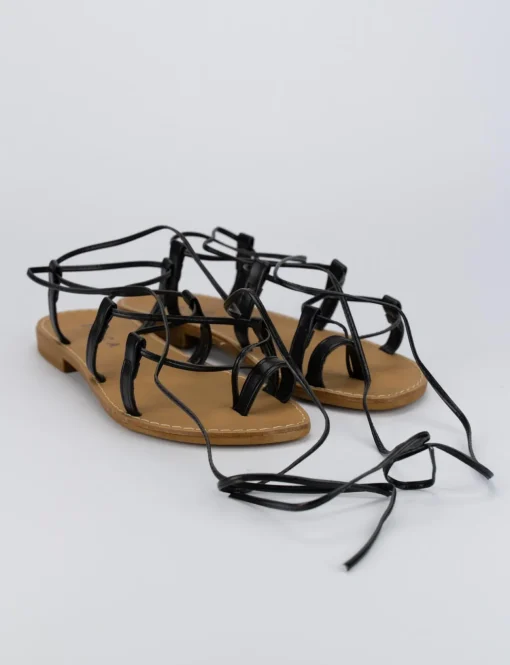 Sandalo tacco 1 cm nero pelle