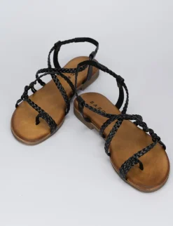 Sandalo tacco 1 cm nero pelle