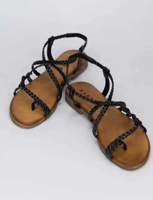 Sandalo tacco 1 cm nero pelle
