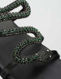 Sandalo tacco 1 cm nero pelle