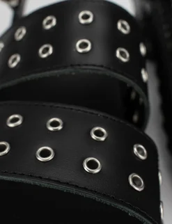 Sandalo tacco 1 cm nero pelle