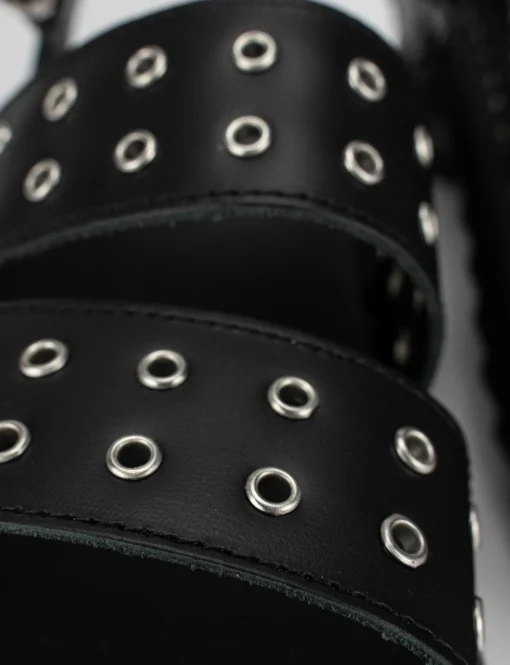 Sandalo tacco 1 cm nero pelle