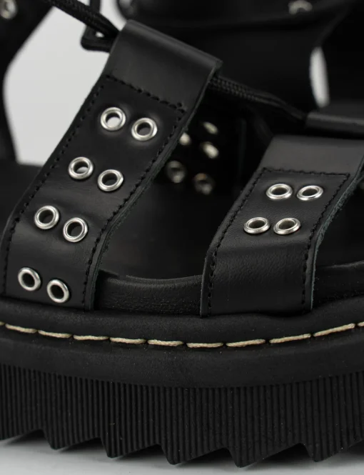 Sandalo tacco 1 cm nero pelle