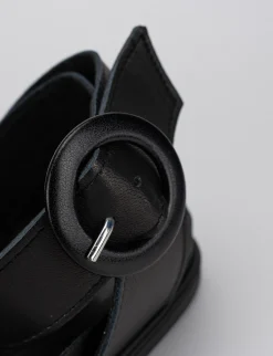 Sandalo tacco 1 cm nero pelle