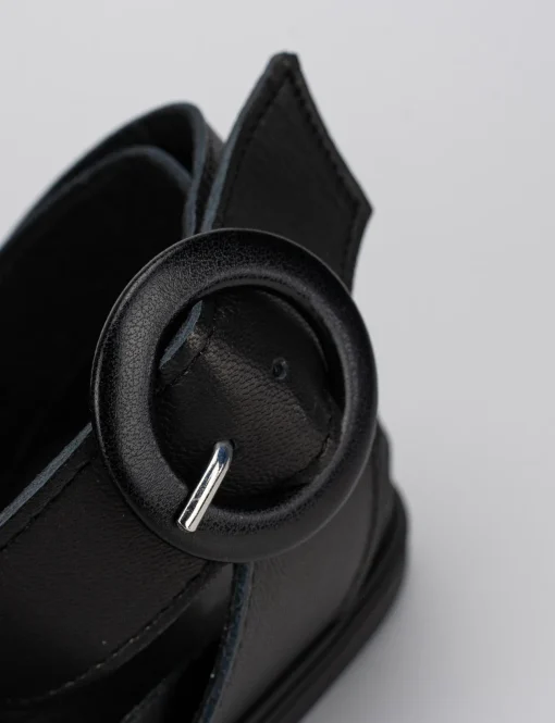 Sandalo tacco 1 cm nero pelle