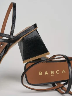 Sandalo tacco 6 cm nero pelle