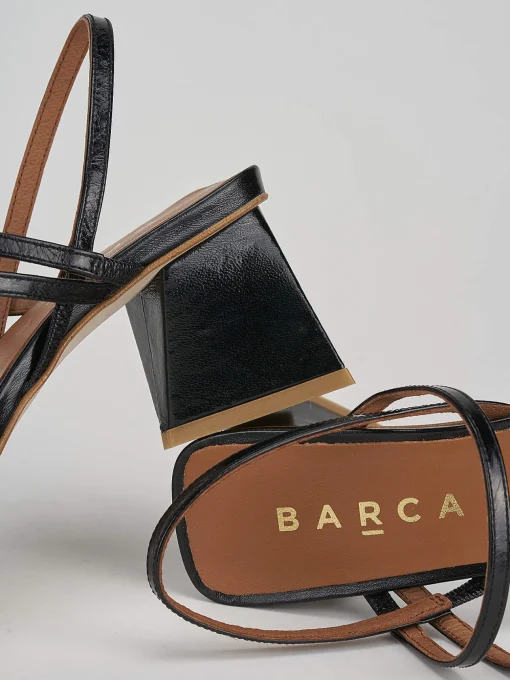 Sandalo tacco 6 cm nero pelle