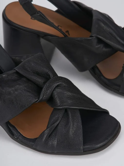 Sandalo tacco 5 cm nero pelle