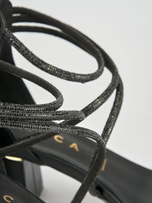 Sandalo tacco 5 cm nero pelle