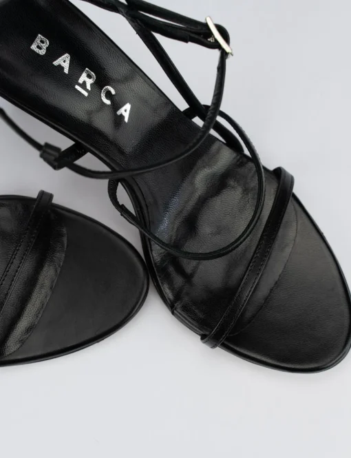Sandalo tacco 8 cm nero pelle