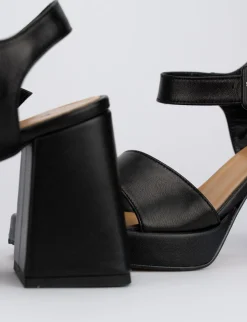 Sandalo tacco 9 cm nero pelle