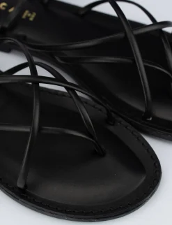 Sandalo tacco 1 cm nero pelle