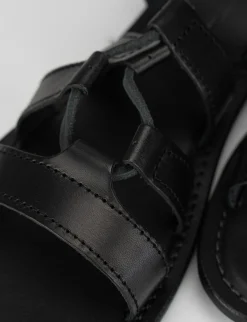 Sandalo tacco 1 cm nero pelle