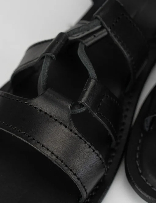 Sandalo tacco 1 cm nero pelle