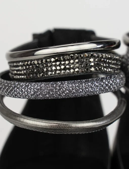 Sandalo tacco 1 cm nero pelle