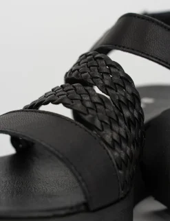 Sandalo tacco 1 cm nero pelle