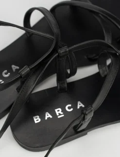 Sandalo tacco 1 cm nero pelle