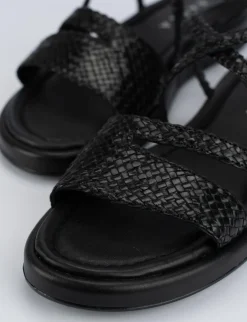 Sandalo tacco 1 cm nero pelle