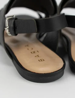 Sandalo tacco 1 cm nero pelle