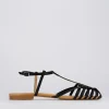 Sandalo tacco 1 cm nero raso