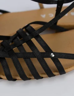 Sandalo tacco 1 cm nero raso