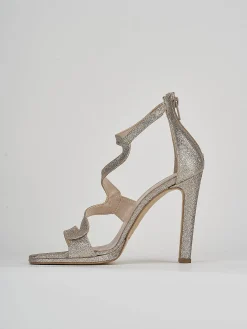 Sandalo tacco 7 cm oro glitter