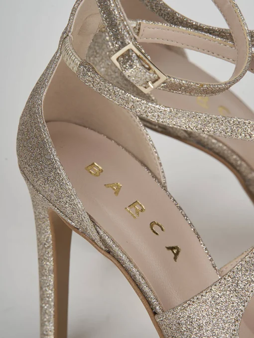 Sandalo tacco 9 cm oro glitter