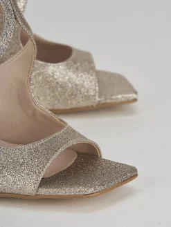 Sandalo tacco 9 cm oro glitter