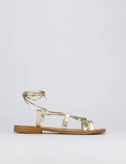 Sandalo tacco 1 cm oro laminato