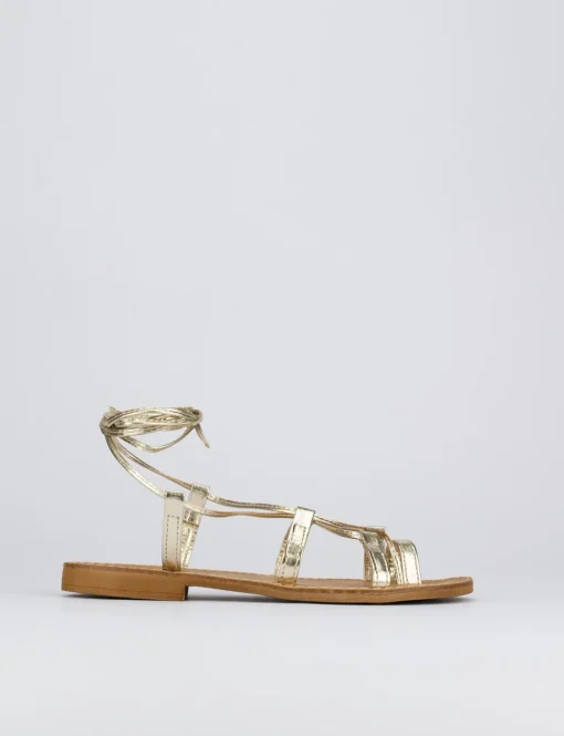 Sandalo tacco 1 cm oro laminato