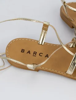 Sandalo tacco 1 cm oro laminato
