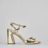 Sandalo tacco 7 cm oro pelle